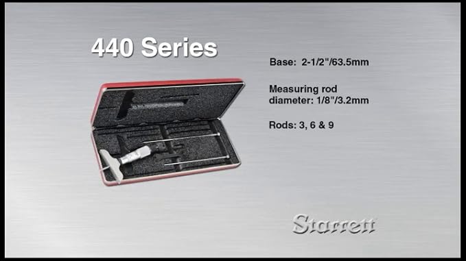 Микрометр для измерения глубины с комбинированным трещоточным механизмом и ускорителем - диапазон 0-76 мм, деление 0.025 мм, 76 мм основание, 3 стержня Starrett