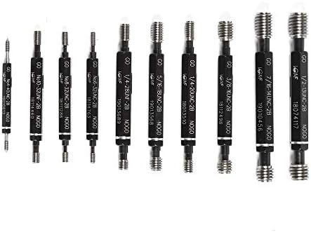 Thread Plug Gage Set, 10 PCS Metric Thread Plug Gage Set Pitch Diameter Measurement Tool SKD11 Go No Go Class 2B Double End Thread Plug Gauge Set Xufoply