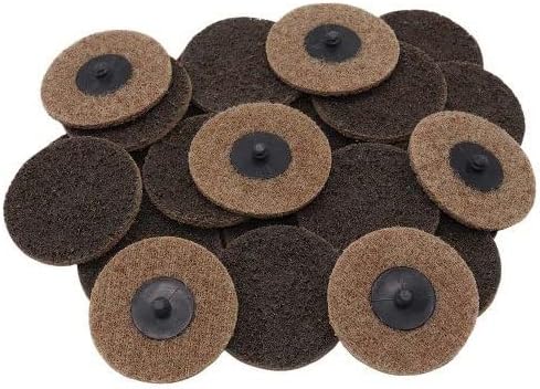 3" Quick Change Non-Woven Nylon Surface Conditioning Discs for Deburring Sanding Blending Polishing Paint Removal with Male R-Type Backing, Use with Die Grinder - Brown- (Coarse) - (25 Pack) Pro-Graad