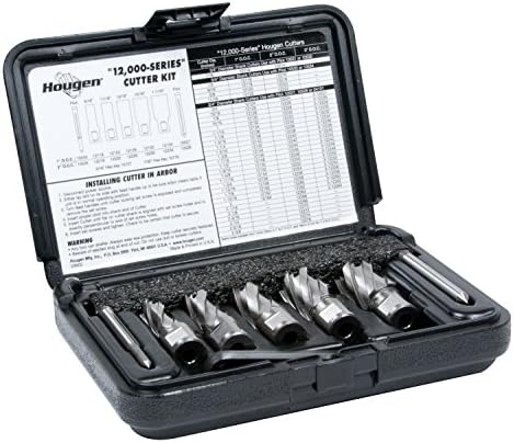 Hougen 12001 12,000 Series Annular Cutter Kit 9/16, 11/16, 13/16, 15/16, 1-1/16" 1-Inch Depth of Cut 3/4-Inch Weldon Shank For Magnetic Drills Hougen