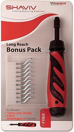 SHAVIV 29256 Bonus Pack Deburring Tool Kit for Long Reach Work (Mango II Handle with B Holder and 10 B10S Blades) Shaviv