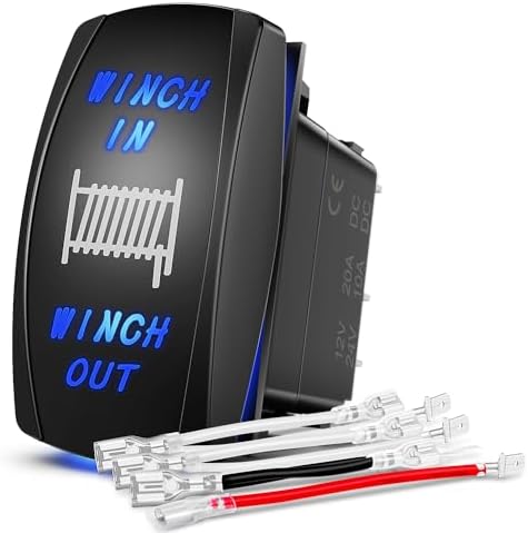 Nilight 90005B Momentary Laser Rocker Switch 7Pin Winch in Winch Wiring Harness Kit 20A/12V 10A/24V Switch Jumper Wires Set Nilight