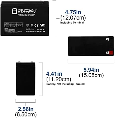 Аккумулятор SLA AGM ML10-12 12 В 10 Ач с терминалом F2, перезаряжаемый Mighty Max Battery