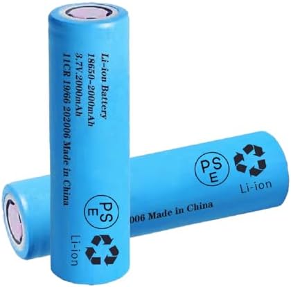 2 Packs 3.7V 2000mAh Flat Top Rechargeable Batteries for Headlamp, LED Flashlight, Electronic Devices etc (Blue) Svenirven