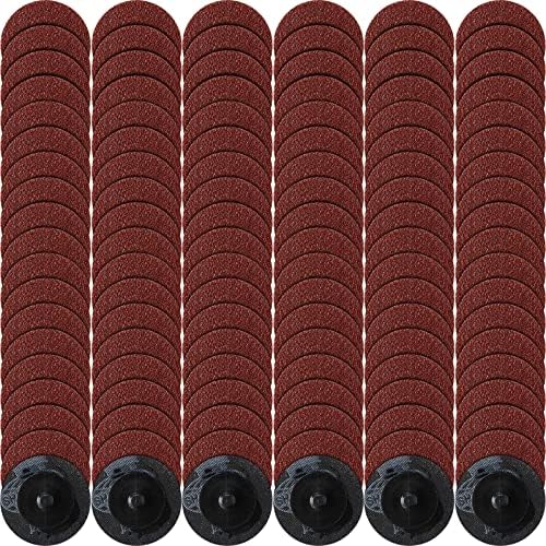 150 Pieces Sanding Discs 2 Inch Roll Lock Discs Die Grinder Sanding Discs Surface Conditioning Discs for Surface Prep Strip Grind Polish Finish Burr Rust Paint Removal, red(60 Grit) Newwiee