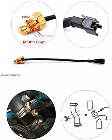 Motorcycle Water Temperature Gauge Kit, DC 12V Universal Motorcycle Water Temp Gauge Ultra Thin LCD Display ABS Waterproof Housing Water Temp Meter for Motorcycle Modification Pissente