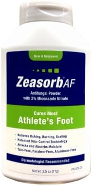 Zeasorb AF Powder (Порошок) with 2% Miconazole Nitrate, 2.5 Ounce (Pack of 4) Zeasorb