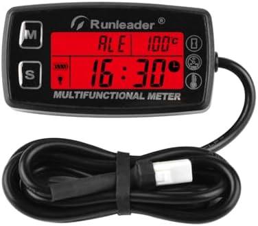 Runleader Digital Engine Temp Gauge Hour Meter Tachometer, Battery Replaceable for Lawn Mower Generator Motorcycle Pit Bike ATV Outboard Motor etc. Runleader