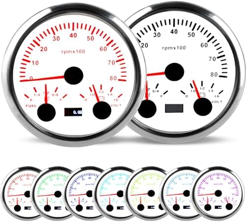 Автомобильный прибор WATERWICH 85 мм 3 в 1 - тахометр до 8000 об/мин, датчик топлива, вольтметр Waterwich