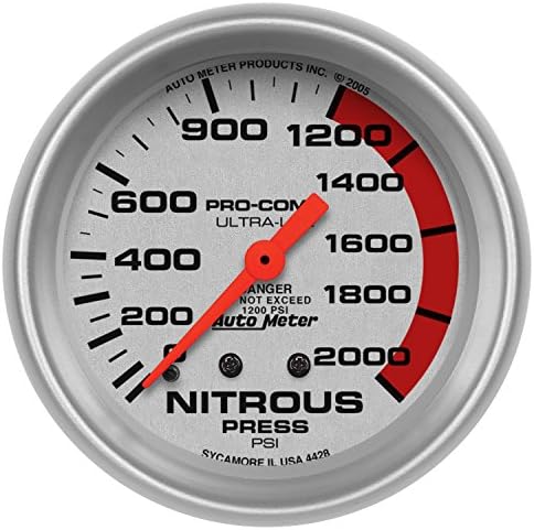 Auto Meter 4428 Ultra-Lite Mechanical Nitrous Pressure Gauge,2.625 in. Auto Meter