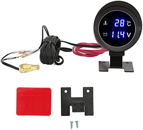 Water Temperature Gauge Meter,Round Digital Water Temperature Gauge LED Voltmeter DC 9V‑36V with Blue Light for Car Motorcycle ATV Other Instruments Keenso