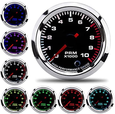 Aramox Tacho Gauge, 52mm/2in Universal 7 Colors Tachometer Revolution Meter, with Measuring Range 0?10000RPM Aramox