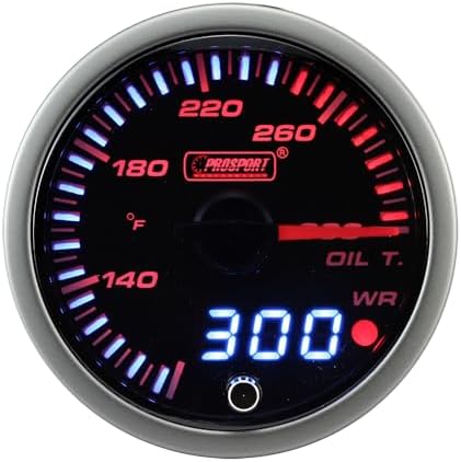 Prosport Performance 216JDMOT-R.F Oil Temp. Dual Display Amber/Wht. 52mm W/Quick Conn.Sender ProSPORT