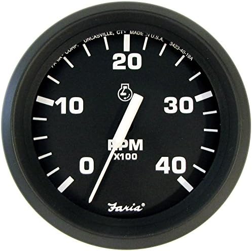 Faria 4 Tachometer - 4,000 RPM (Diesel - Mechanical Takeoff & Var Ratio Alt) - Euro Black Faria