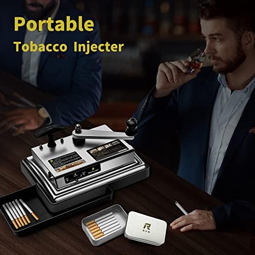 Cigarette Rolling Machine, Manual Cigarette/Tobacco Injector Fits Rolling Tube of Diameter 0.26"/6.5mm, Cigarette Roller Maker with Rolling Tray and Storage Base (King, 100mm, Regular Size) Rowise