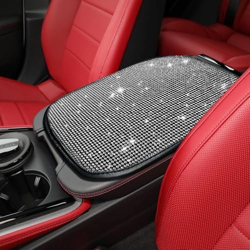 Bling Automotive Center Console Cover, Car Armrest Cover, Leather Memory Foam Armrest Cushion Protection Pad, Universal Car Armrest Storage Box Car Interior Accessories for Vehicles (Black) Tecledsn