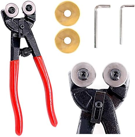 Swpeet 5Pcs Heavy Duty Glass Mosaic Cutter Kit, 8 Inch Wheeled Glass Nipper Pliers Tool with 2Pcs Replacement Blade and 2Pcs Allen Wrench Swpeet