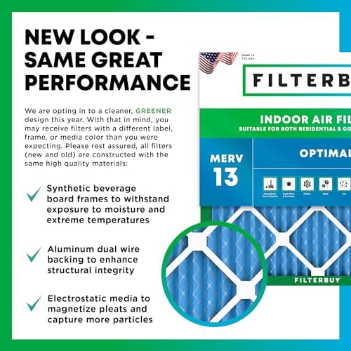 Filterbuy 15x15x1 Air Filter MERV 13 Optimal Defense (3-Pack), Pleated HVAC AC Furnace Air Filters Replacement (Actual Size: 15.00 x 15.00 x 1.00 Inches) Filterbuy