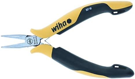 Wiha 32742 Pliers, Short Snipe Nose, Straight, Serrated Jaws, ESD Safe Wiha