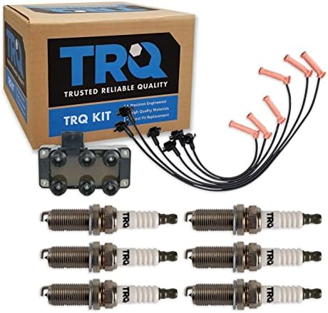 TRQ Ignition Kit Ignition Coil Spark Plugs Spark Plugs Wire Set Compatible with 1997-2000 Ford Explorer 1998-2000 Mercury Mountaineer Trq