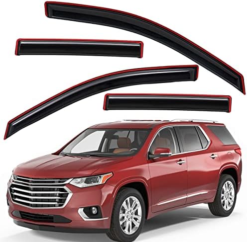 Lightronic WV194553 in-Channel Side Window Visor Deflector Vent Rain Guard, Dark Smoke, 4-Pieces Set, Fits 2018-2023 Chevrolet Traverse Lightronic