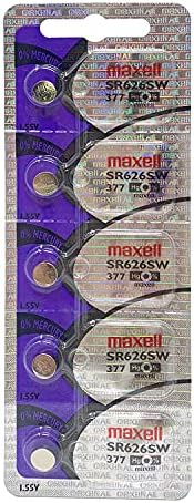 Maxell SR626SW 377 Silver Oxide Watch Battery, 2 Pack of 5 Batteries Maxell