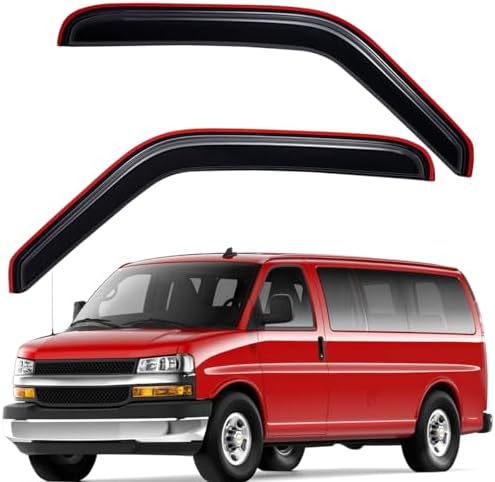 Lightronic WV192455 In-Channel Side Window Deflector & Visor Rain Guards, Dark Smoke, 2-Pieces Set, Fits 1996-2014 Chevrolet Express/GMC Savana 1500, 1996-2024 Chevrolet Express/GMC Savana 2500 & 3500 Lightronic