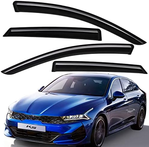 Lightronic Outside-Mount Side Window Deflectors & Visors Rain Guards, Dark Smoke, 4-Pieces Set, Fits 2021-2024 Kia K5 (Optima) Lightronic