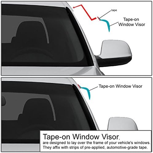 DNA MOTORING WVS-T2-0089 Vent Window Visor Deflector Rain/Sun Guard (4pcs, Dark Smoke), 1 Pack Dna Motoring