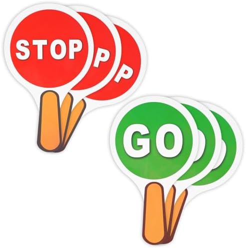 Thinp 6 Pack Stop Sign for Kids,Stop and Go Sign Handheld Stop Sign Red Green Light Sign Double Sided Stop & Go Sign Pvc Waterproof Crossing Guard Stop Sign for Teaching Traffic Safety,10 X 2 Inches Thinp