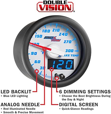 Датчик температуры воздуха MaxTow - 300°F, 52 мм, аналоговый и цифровой дисплей, светодиодная подсветка MaxTow