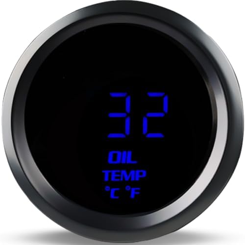 WATERWICH 2" 52mm Oil Temp Temperature Gauge Meter Kit Fahrenheit & Celsius Blue for Car Truck Marine Vehicle Automotive Waterwich