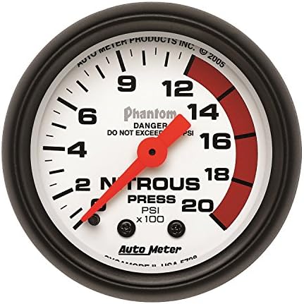 Auto Meter 5728 Phantom Mechanical Nitrous Pressure Gauge 2.3125 in. Auto Meter