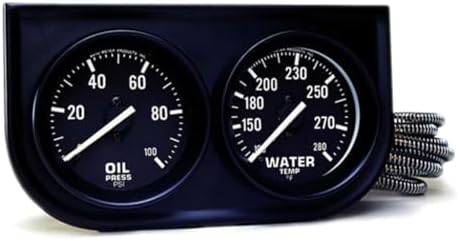 AutoMeter Two-Gauge Console 0-100 PSI Oil Press/130-280 °F Water Temp- Black KarParts360