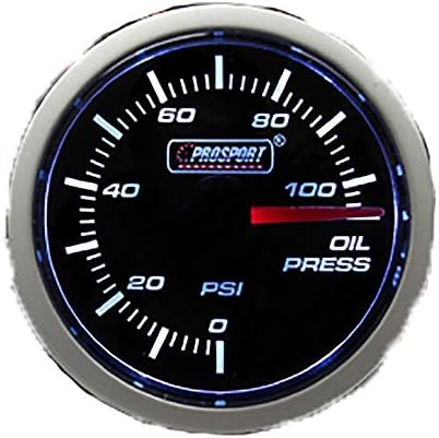 Prosport Performance 52mm Reliable Electrical Oil Pressure Gauge, Amber & White ProSPORT