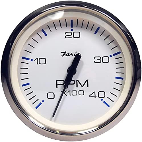 Faria Beede Instruments Faria Chesapeake White SS 434; Tachometer - 4,000 RPM (Diesel - Magnetic Pick-Up) Faria