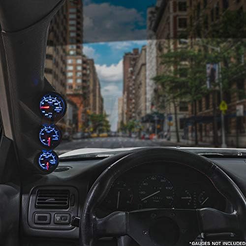 GlowShift Gray Triple Pillar Gauge Pod Compatible with Acura Integra 1994-2001 - Factory Color Matched - ABS Plastic - Mounts (3) 2-1/16" (52mm) Gauges to Vehicle's A-Pillar GlowShift