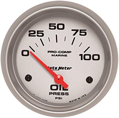 AutoMeter Gauge, Oil Pressure, 2 5/8", 100Psi, Electric, Marine Silver (200759-33) Auto Meter