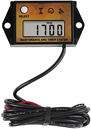 Runleader Digital Hour Meter Tachometer, Maintenance Reminder, Max RPM Recall, User Shutdown, Use for ZTR Lawn Mower Tractor Generator Marine Outboard ATV Jetski Motor and Gas Powered Equi(Yellow) Runleader