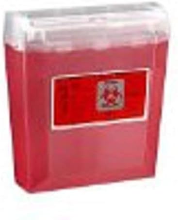 BECTON DICKINSON & COMPANY 305344 Multi-Use Nestable Sharps Collector, 10.07" x 7.09" x 9.84", Red with Regular Funnel Clear Top BD