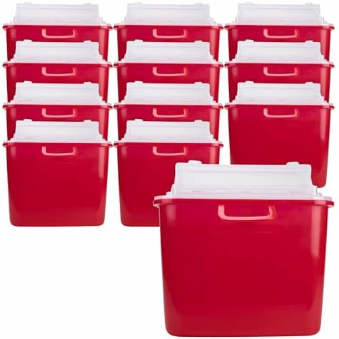 Heavy Duty Sharps Container for Home Use & Professional, 5.4 Quart (12-Pack) with Clear Locking Lid, Multi-Purpose Biohazard Needle and Syringe Disposal, Professional Medical Grade Generic