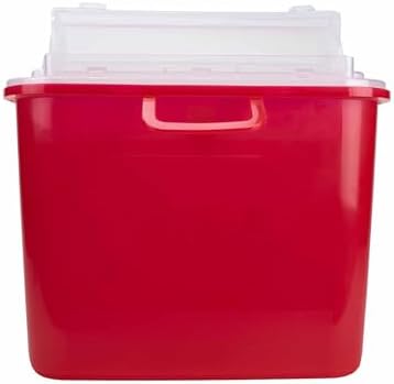 Medegen 5.4qt Sharps Container, Red Base 10.5in X 3.5in X 10.5in, Horizontal Entry, Each Generic