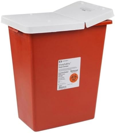 SharpSafety Sharps Container 1-Piece 18-3/4 H X 18-1/4 W X 12-3/4 D Inch 12 Gallon Red Vertical Entry Hinged Lid, 8933 - Sold by: Pack of One Ensur