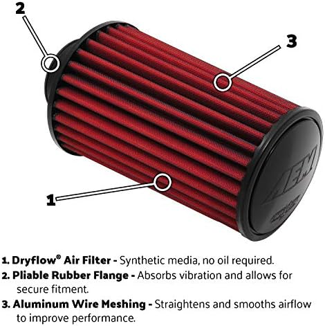 Синтетический воздушный фильтр 3.5" x 5" Dryflow для повышения мощности и отклика дроссельной заслонки Aem