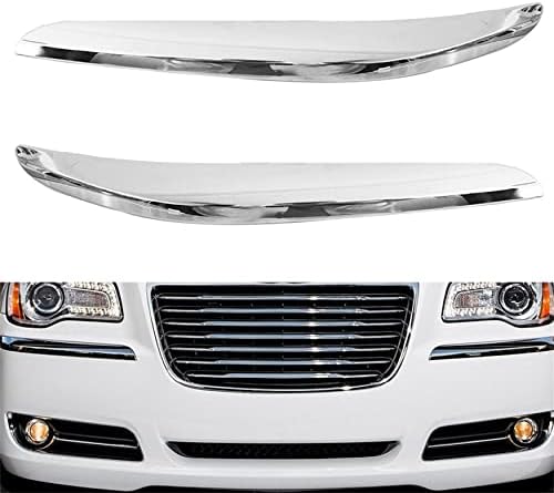 WFLNHB Chrome Front Bumper Molding Trim Pair Replacement for 2011 2012 2013 2014 300 CH1046103 CH1047103 68127941AB 68127940AB Wflnhb