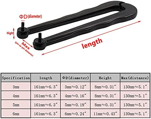 Universal Black Finish Steel Adjustable Face Spanner Wrench Pin Pliers For Round Nuts with Drilled Holes (3mm) Joyuetlan