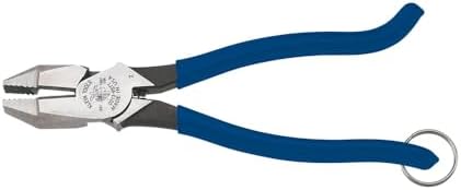 Klein Tools D213-9STT Ironworker Pliers with Heavy Duty Knurled Jaws, Made in USA, Induction Hardened Knives, and a Split Tether Ring Klein Tools