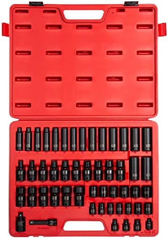 SUNEX TOOLS 3351, 3/8 Inch Drive Impact Socket Set, 51-Piece, Metric, 7mm - 22mm, Standard/Deep/ Universal, Cr-Mo Steel, Radius Corner Design, Heavy Duty Storage Case, Meets ANSI Standards Sunex Tools