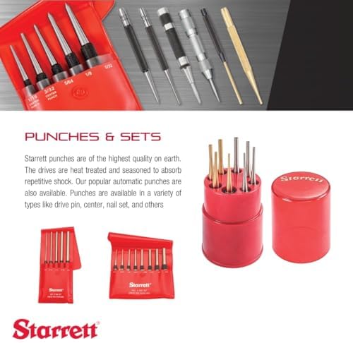 Starrett Automatic Center Punch with Hardened Steel Metal - 100mm Length, 11mm Punch Diameter Tapered Point - 18AA Starrett