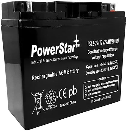 PowerStar 12V 22AH 6FM22 6-FM-22 AGM/SLA Rechargeable Deep Cycle Battery PowerStar